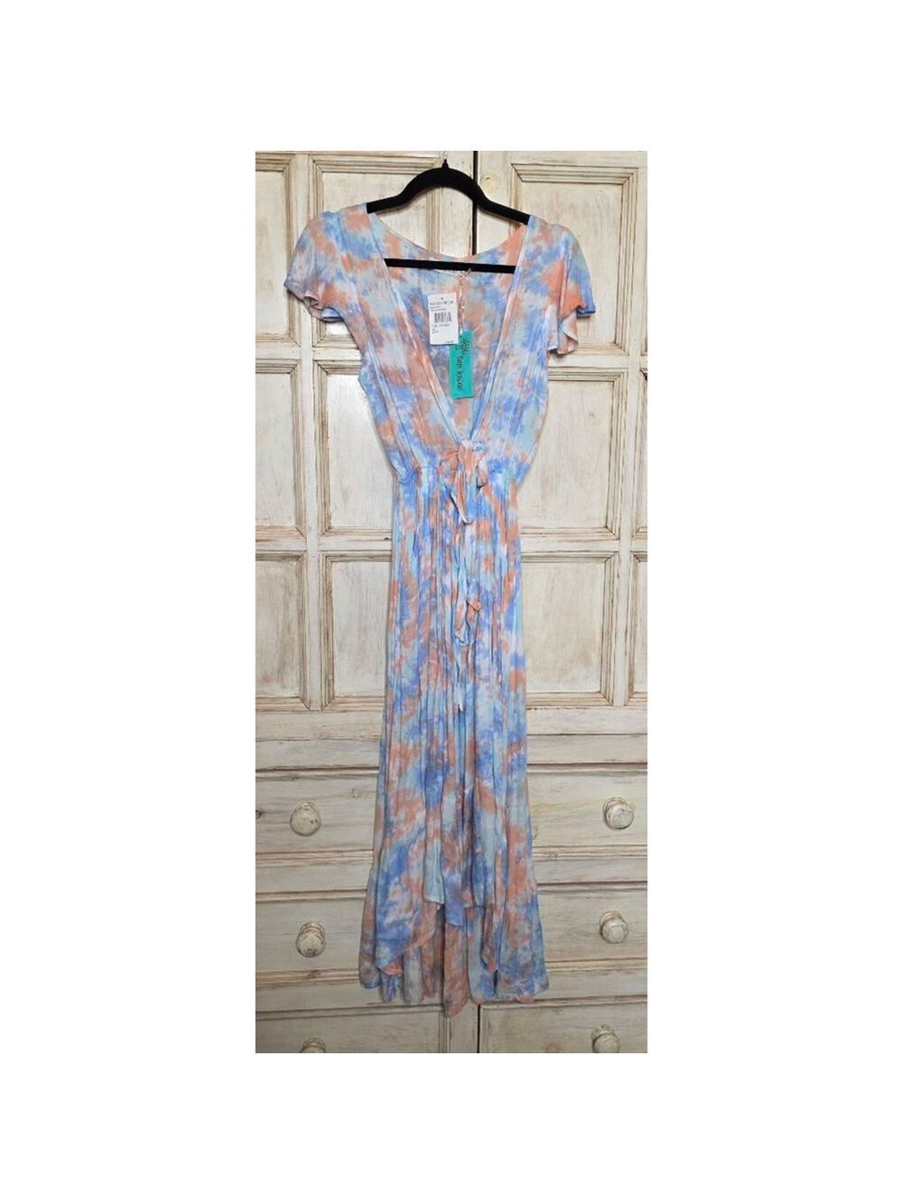 Women's Tiare Hawaii Tie-Dye Maxi Dress S Blue Orange - Picture 2 of 6